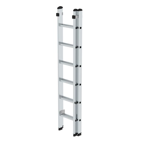 Aluminium 2-delige opsteekladder  - zonder stabilisatiebalk/werkhoogte 4.1 m/ladderlengte uitgeschoven 2.96 m/ladderlengte ingeschoven 1.94 m/aantal sporten 2x6/breedte ladder 420 mm