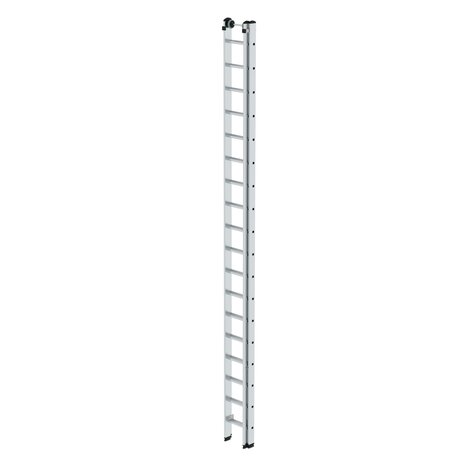 Aluminium 2-delige opsteekladder  - zonder stabilisatiebalk/werkhoogte 10.3 m/ladderlengte uitgeschoven 9.18 m/ladderlengte ingeschoven 5.3 m/aantal sporten 2x18/breedte ladder 420 mm