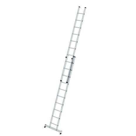 Aluminium 2-delige opsteekladder  - met Nivello stabilisatiebalk/werkhoogte 6 m/ladderlengte uitgeschoven 4.92 m/ladderlengte ingeschoven 3 m/aantal sporten 2x10/breedte ladder 420 mm