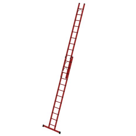 Kunststof 2-delige opsteekladder  - met stabilisatiebalk/werkhoogte 7.4 m/ladderlengte uitgeschoven 6.41 m/ladderlengte ingeschoven 3.61 m/aantal sporten 2x12/breedte ladder 420 mm