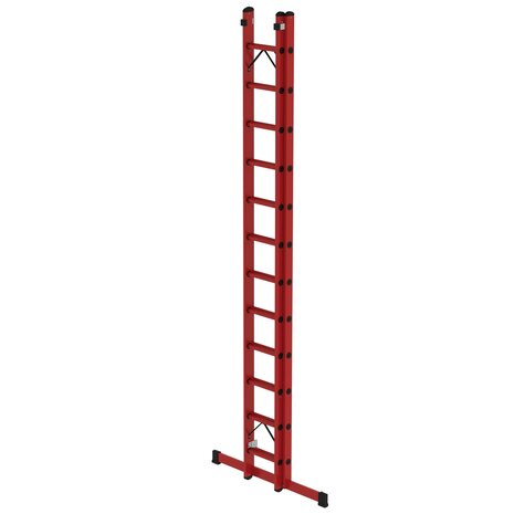 Kunststof 2-delige opsteekladder  - met stabilisatiebalk/werkhoogte 7.4 m/ladderlengte uitgeschoven 6.41 m/ladderlengte ingeschoven 3.61 m/aantal sporten 2x12/breedte ladder 420 mm