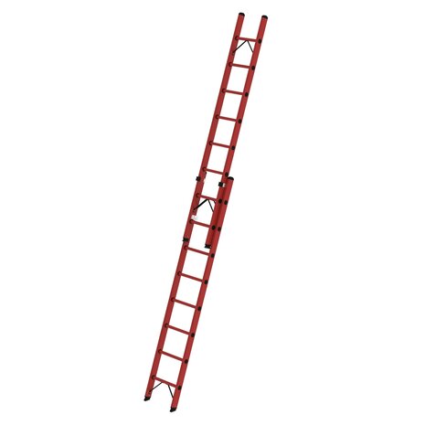 Kunststof 2-delige opsteekladder  - zonder stabilisatiebalk/werkhoogte 5.2 m/ladderlengte uitgeschoven 4.18 m/ladderlengte ingeschoven 2.5 m/aantal sporten 2x8/breedte ladder 420 mm