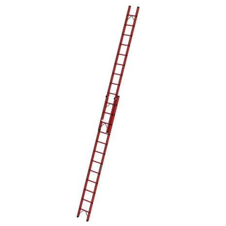 Kunststof 2-delige opsteekladder  - zonder stabilisatiebalk/werkhoogte 7.4 m/ladderlengte uitgeschoven 6.41 m/ladderlengte ingeschoven 3.61 m/aantal sporten 2x12/breedte ladder 420 mm