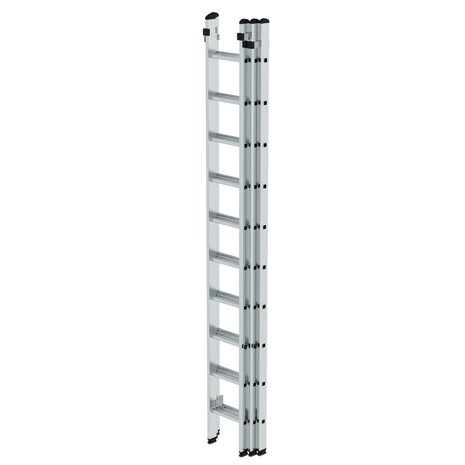 Aluminium 3-delige opsteekladder  - zonder stabilisatiebalk/werkhoogte 8 m/ladderlengte uitgeschoven 6.98 m/ladderlengte ingeschoven 3 m/aantal sporten 3x10/breedte ladder 500 mm