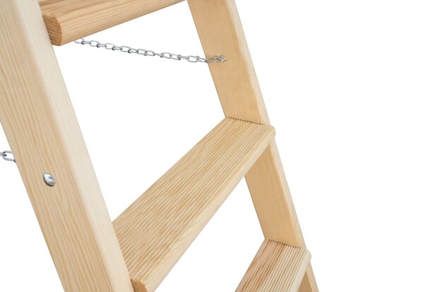 Houten trap tweezijdig oploopbaar - werkhoogte 2.710 mm/ladder lengte 1.380 mm/aantal treden 2x5/belastbaar tot 150 kg