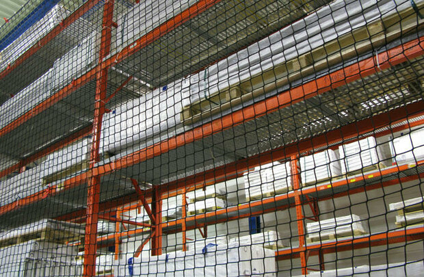 Magazijnstellingnet set B compleet/voor liggerlengte 2700 mm/nethoogte 3500 mm/draaddikte 5 mm/maaswijdte 100 mm/keuze uit vijf kleuren