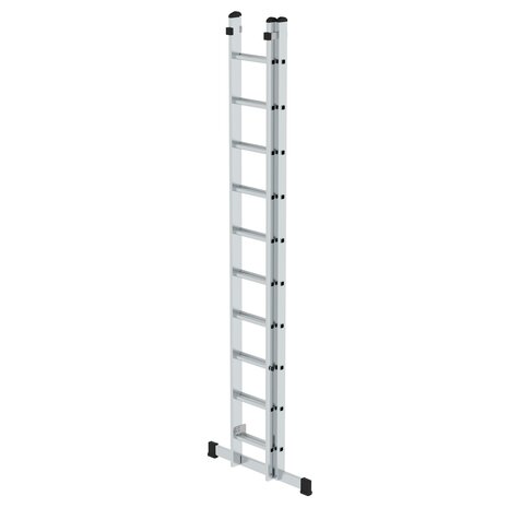 Aluminium 2-delige opsteekladder  - met stabilisatiebalk/werkhoogte 6 m/ladderlengte uitgeschoven 4.92 m/ladderlengte ingeschoven 3 m/aantal sporten 2x10/breedte ladder 420 mm