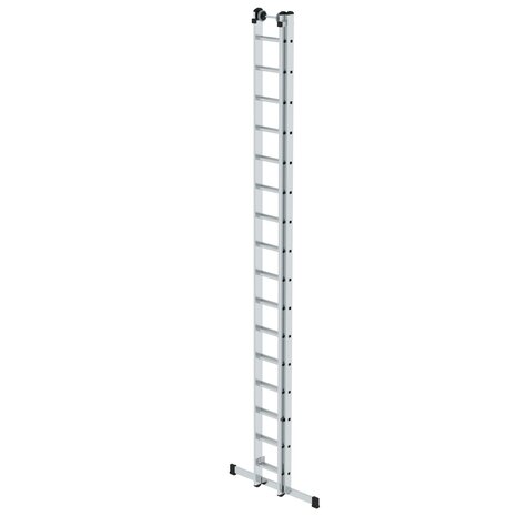 Aluminium 2-delige opsteekladder  - met stabilisatiebalk/werkhoogte 9.4 m/ladderlengte uitgeschoven 8.34 m/ladderlengte ingeschoven 4.74 m/aantal sporten 2x16/breedte ladder 420 mm