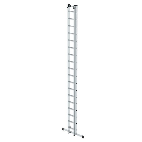 Aluminium 2-delige opsteekladder  - met stabilisatiebalk/werkhoogte 10.3 m/ladderlengte uitgeschoven 9.18 m/ladderlengte ingeschoven 5.3 m/aantal sporten 2x18/breedte ladder 420 mm