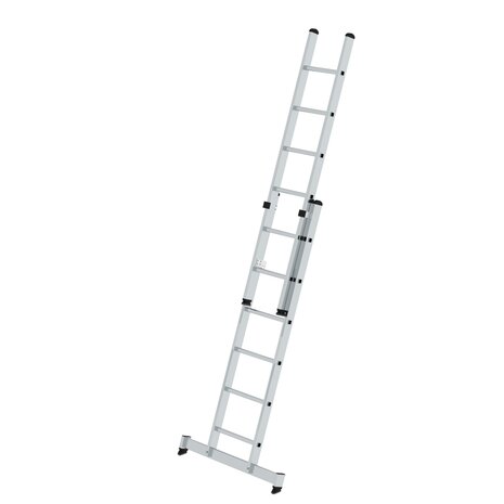 Aluminium 2-delige opsteekladder  - met Nivello stabilisatiebalk/werkhoogte 4.1 m/ladderlengte uitgeschoven 2.96 m/ladderlengte ingeschoven 1.94 m/aantal sporten 2x6/breedte ladder 420 mm