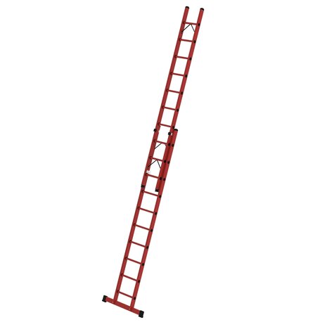 Kunststof 2-delige opsteekladder  - met stabilisatiebalk/werkhoogte 6.3 m/ladderlengte uitgeschoven 5.29 m/ladderlengte ingeschoven 3 m/aantal sporten 2x10/breedte ladder 420 mm