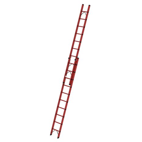 Kunststof 2-delige opsteekladder  - zonder stabilisatiebalk/werkhoogte 6.3 m/ladderlengte uitgeschoven 5.29 m/ladderlengte ingeschoven 3 m/aantal sporten 2x10/breedte ladder 420 mm