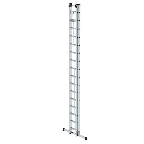 Aluminium 2-delige optrekladder  - met stabilisatiebalk/werkhoogte 9.4 m/ladderlengte uitgeschoven 8.34 m/ladderlengte ingeschoven 4.74 m/aantal sporten 2x16/breedte ladder 420 mm