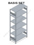 12961-75-Basisset legbordstelling - ca. 2500x750x600mm/6 legborden/sendzimir verzinkt/250kg/kruisschoor