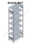 12942-75-B-Basisset legbordstelling - ca. 3000x750x400mm/7 legborden/RAL5010 blauw+sendzimir verzinkt/250kg/kruisschoor